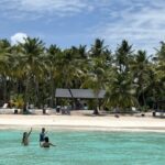 Une plage de sable blanc bordée de palmiers à Bayahibe, près de Punta Cana